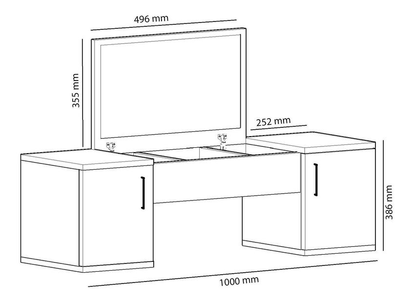 Toaletní stolek Nukela 5 (borovice atlantická + černá)