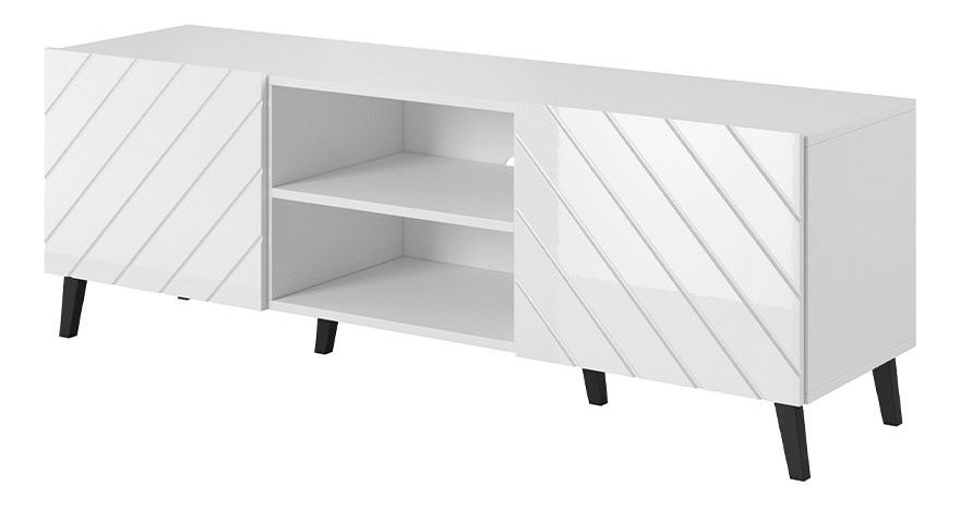 TV skříňka/stolek Stellan-200 15b (bílá + bílá lesklá)