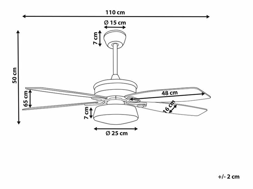 Stropní ventilátor se světlem Logza (bílá)