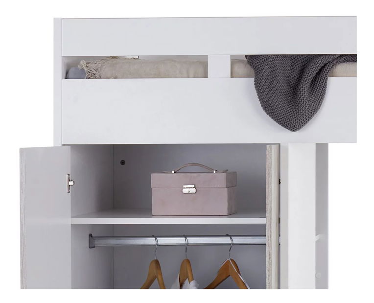 Dětská patrová postel 90 cm Mathers (bílá + světle šedá)