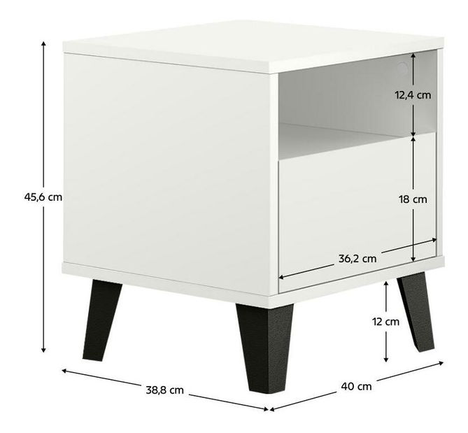 Noční stolek Brisas (bílá + černá)