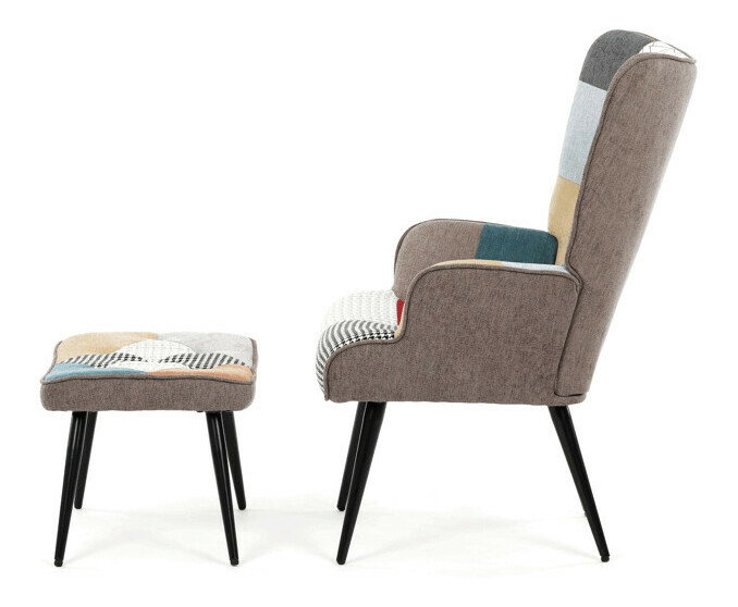 Křeslo s taburetkou Akitta (vícebarevná)
