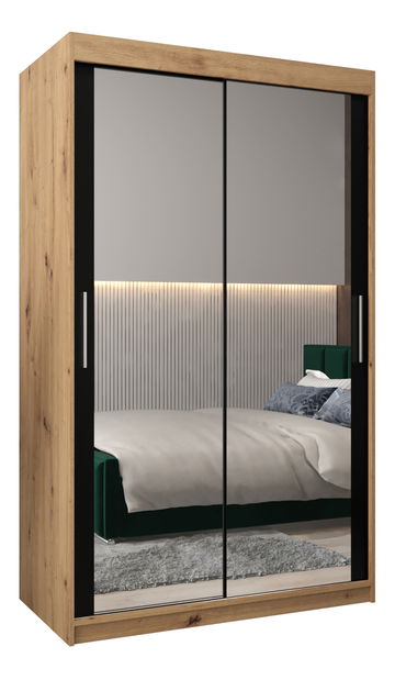 Šatní skříň 120 cm Toki 3 (Dub artisan + Černá matná)