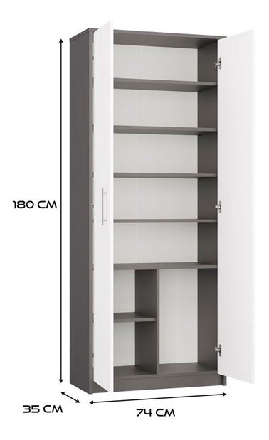 Policová skříň Obtenidas 1 (antracit + bílá)