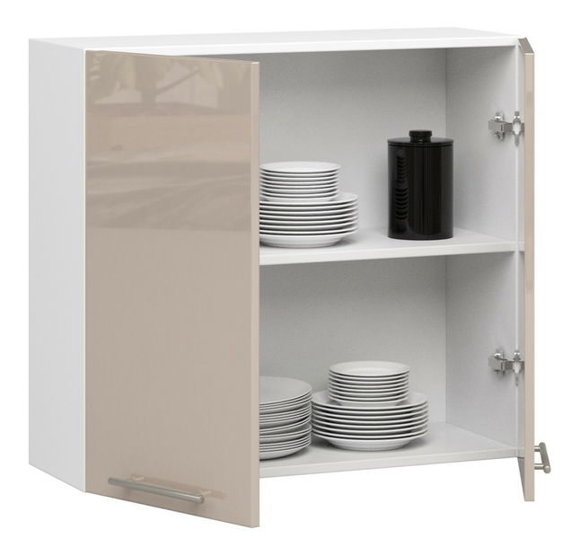 Horní kuchyňská skříňka Ozara W80 H720 (bílá + cappuccino lesk)