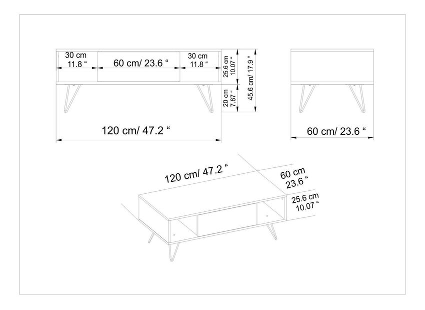 Konferenční stolek Mistique (ořech + bílá)