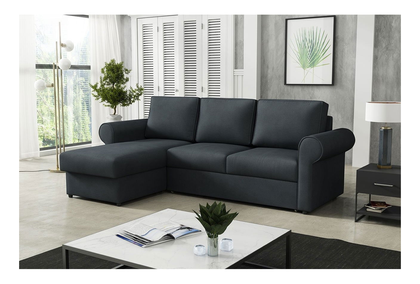 Rohová sedací souprava Majadahonda (šedočerná)