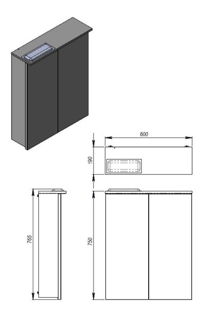 Koupelnová skříňka na stěnu Juventa Monza MnMC-60 W (se zrcadlem) (s osvětlením)