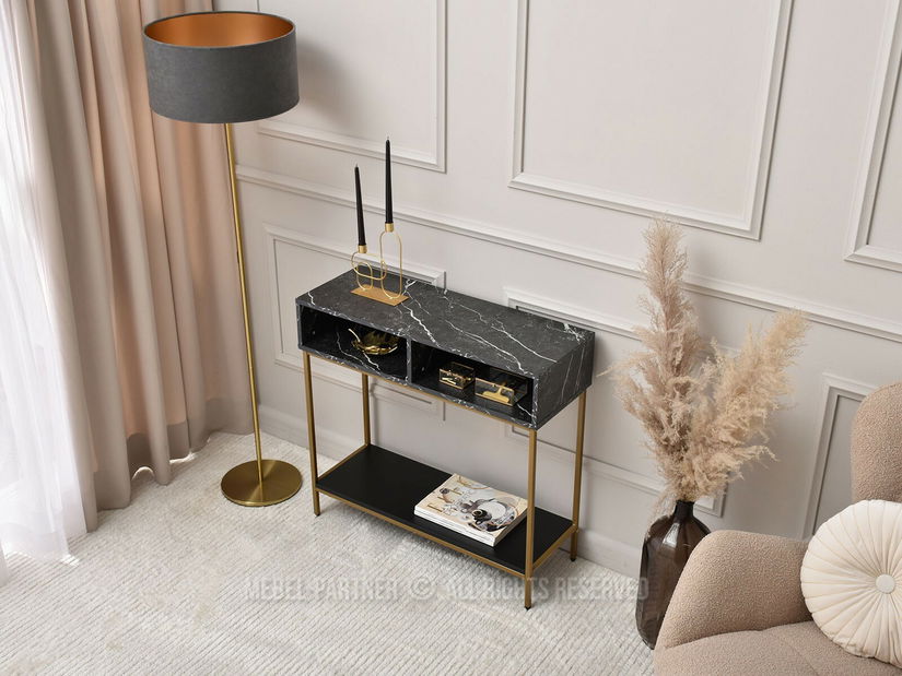 Konzolový stolek Frey (černá + zlatá)