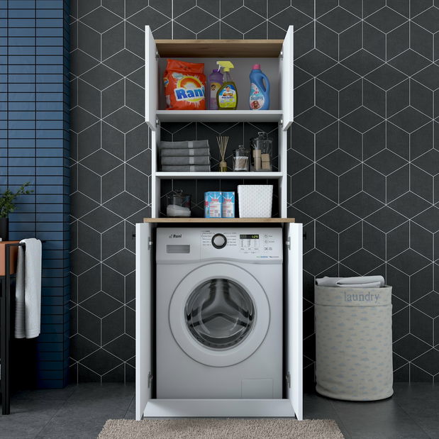 Koupelnová skříňka Karoline 102 (Bílá + Ořech) *výprodej