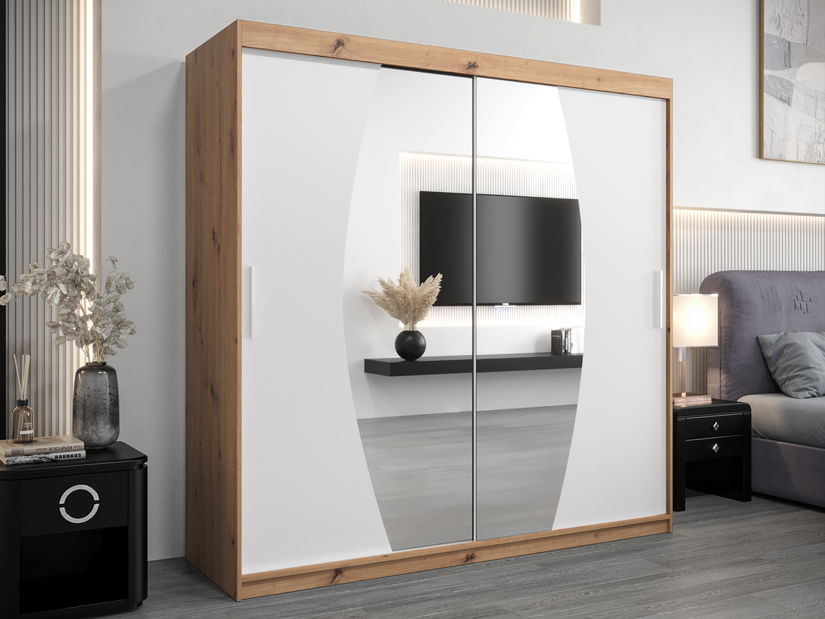 Šatní skříň 200 cm Eclipse (dub artisan + bílá matná)