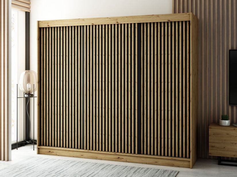 Šatní skříň 250 cm Ladonna 1 2 (černá matná)