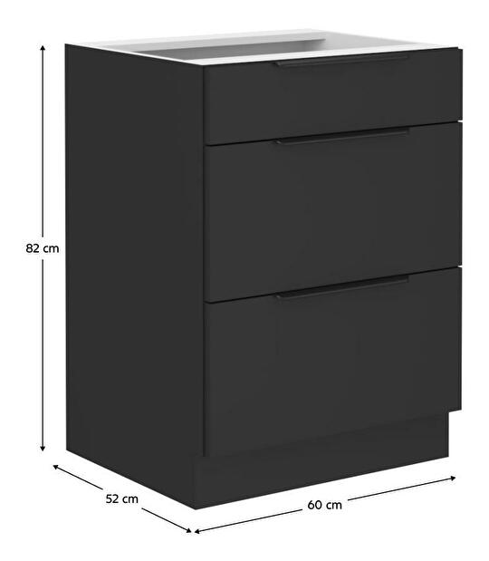 Dolní kuchyňská skříňka Sobera 60 D 3S BB (černá)