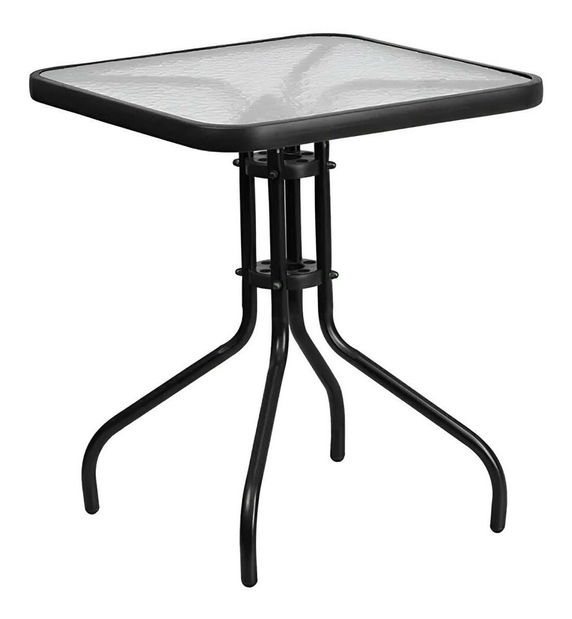 Zahradní stůl Fendy (černá ocel + tvrzené sklo)