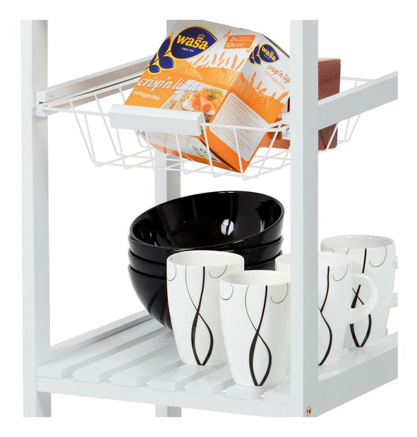 Servírovací stolek Dulcemente 2 (bambus + bílá matná)