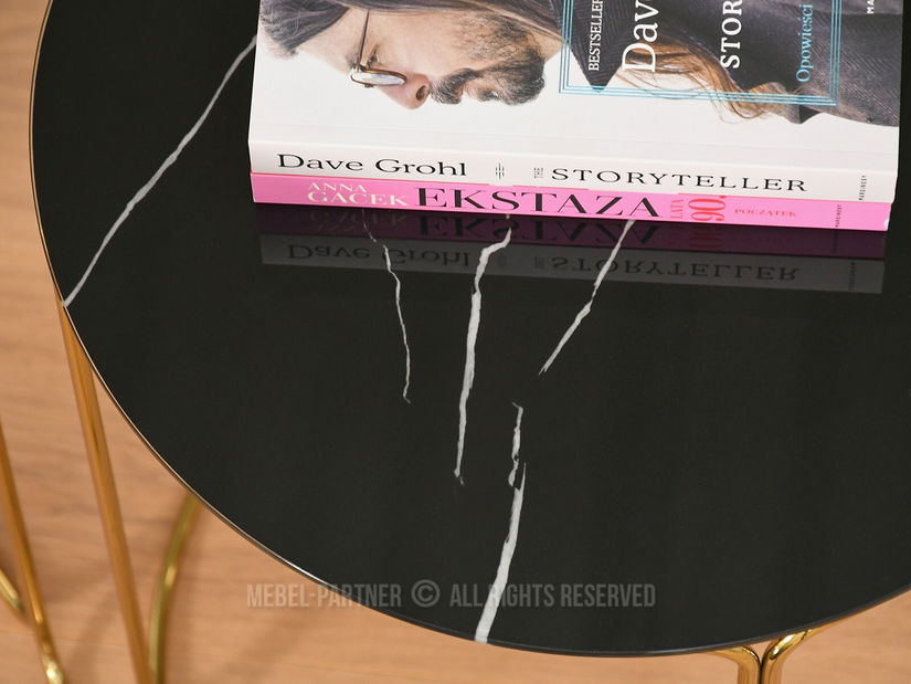 Konferenční stolek Belianni Zest (černý mramor + zlatá)