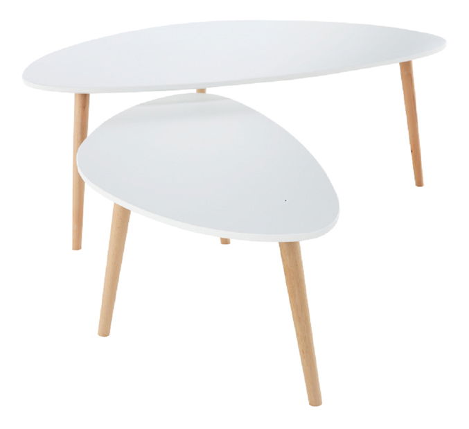 Konferenční stolek Faith (bílá + buk)