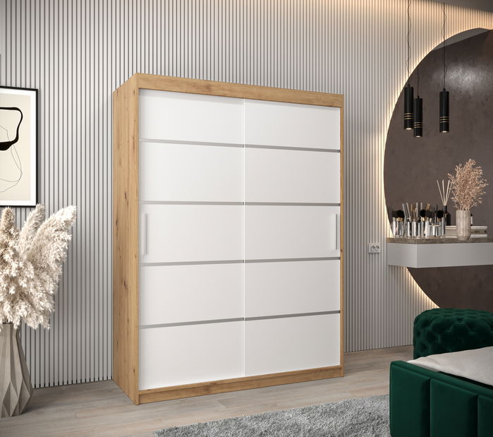 Šatní skříň 180 cm Verika 1 180 (dub artisan + bílá)