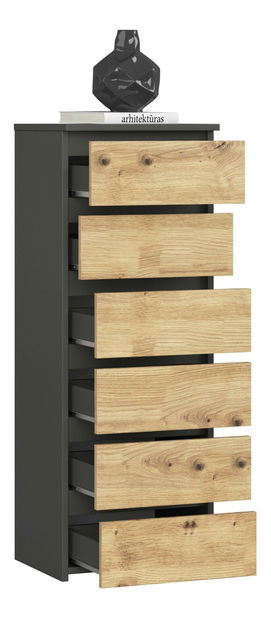 Komoda Cipriano IV (grafit šedý + dub artisan)