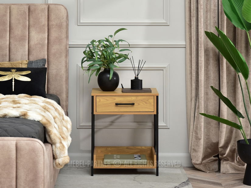 Noční stolek Torry (dub + černá)