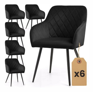 Set 6 ks jídelních židlí Velting (černá)