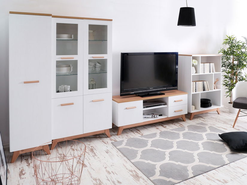 Policová skříň Balones BG02 (bílá + dub)