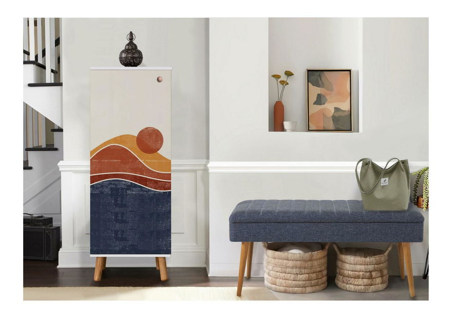 Předsíňová sestava Beside 2 (bílá + tmavě modrá)