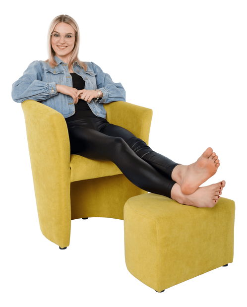 Křeslo Rosana (hořčicová) (s taburetkou)