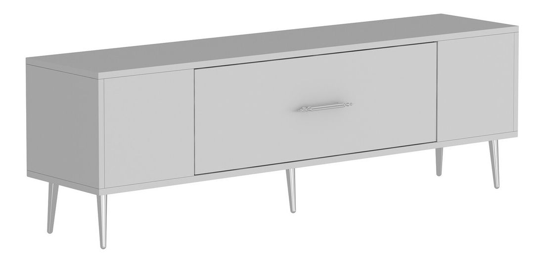 TV stolek/skříňka Dekondino (bílá + stříbrná)