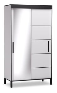 Šatní skříň Bellen (bílá) (se zrcadlem)