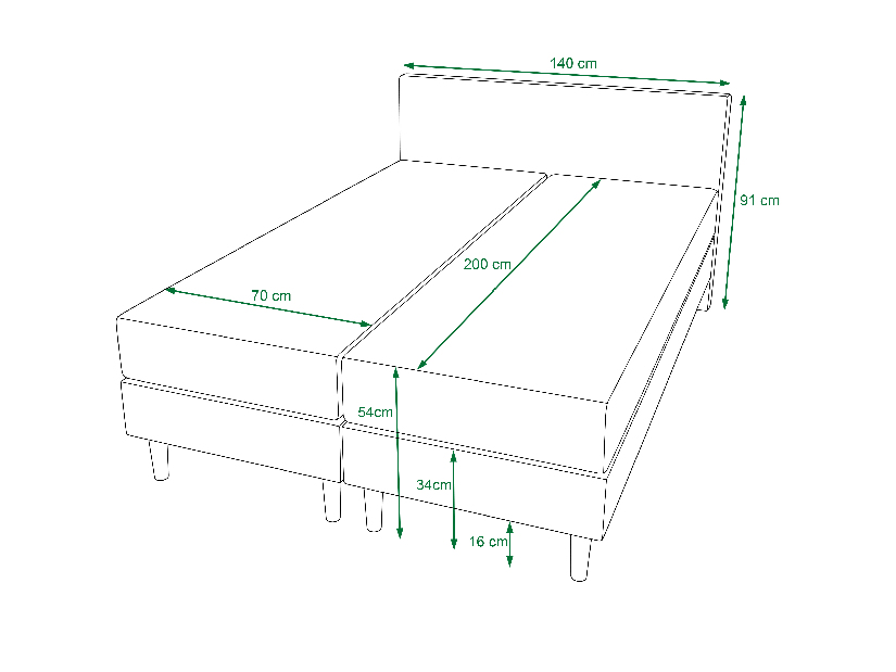 Manželská posteľ Boxspring 140 cm Rita (sivočierna) (s matracom, bez úložného priestoru)