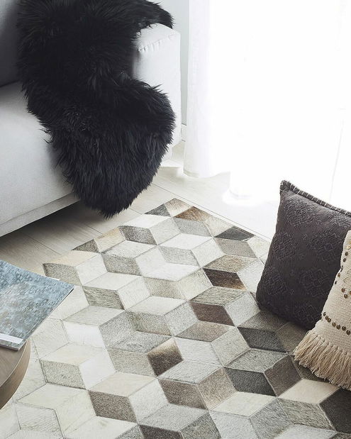 Koberec 160 x 230 cm SESSA (krémová + hnědá)