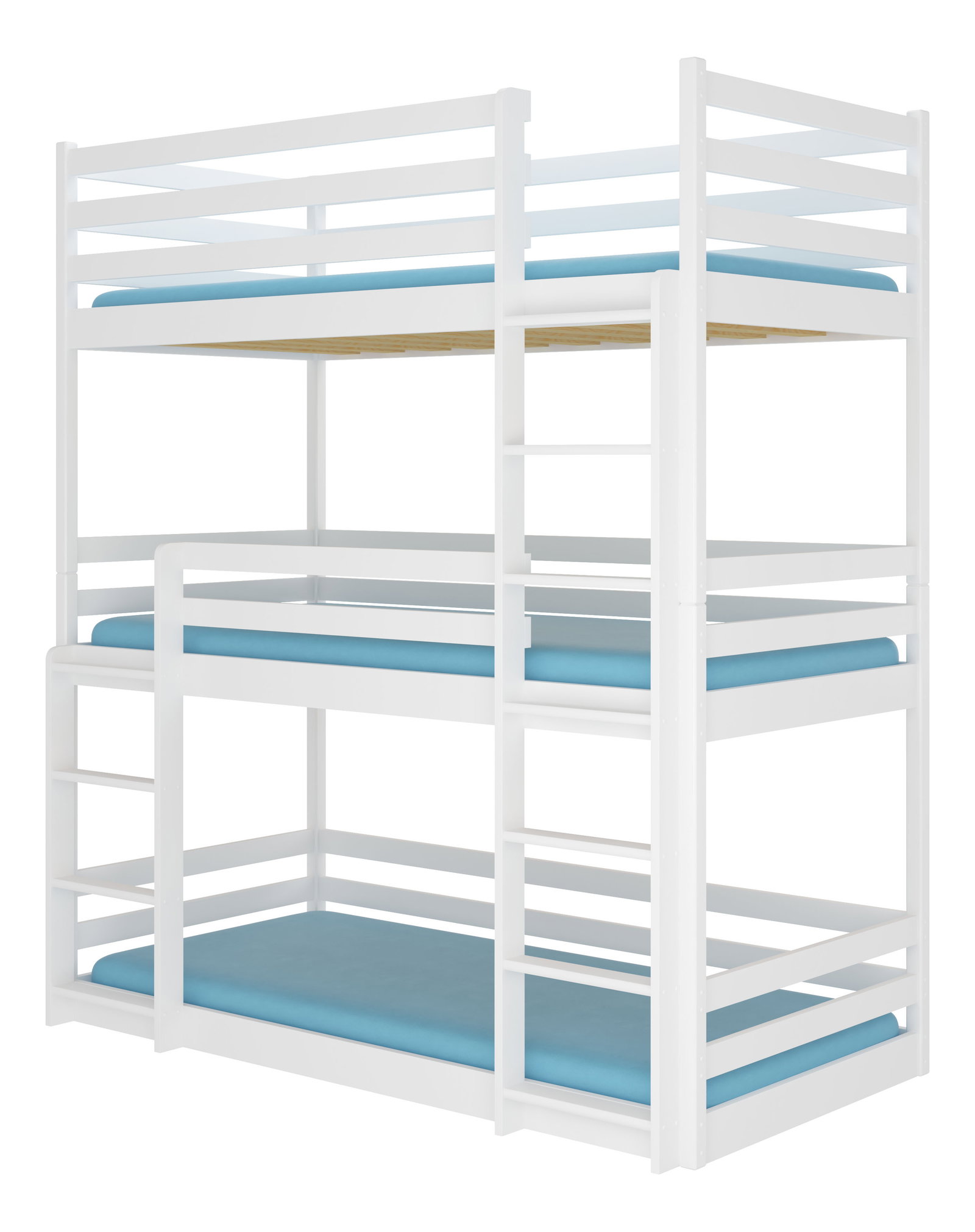 Patrová dětská postel 200x90 cm Teodor (s roštem) (bílá)