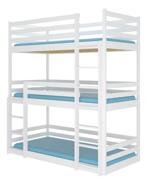 Patrová dětská postel 180x80 cm Teodor (s roštem a matrací) (bílá)