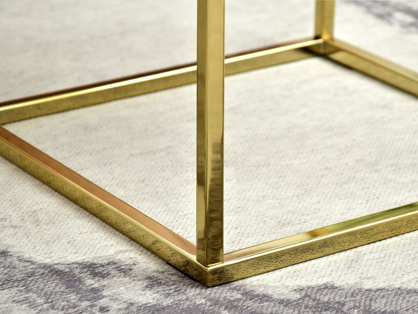 Konferenční stolek Bella S (bílý mramor + zlatá)