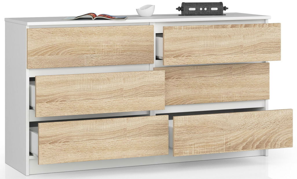 Komoda Keanu II (bílá + dub sonoma)