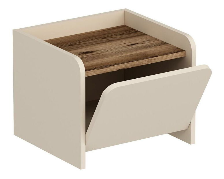 Noční stolek Pedami (ořech světlý + béžová)