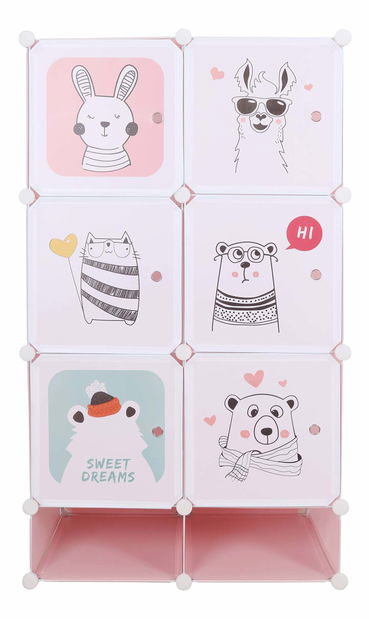 Modulárna skříň Finnstar (růžová + dětský vzor) *bazar