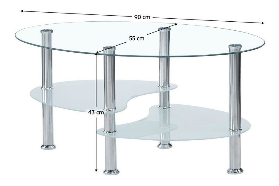Konferenční stolek Wurzburgo (ocel + sklo + mléčné sklo)