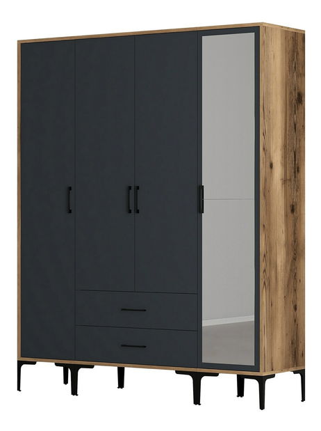 Šatní skříň Kiara STR (ořech + antracit)