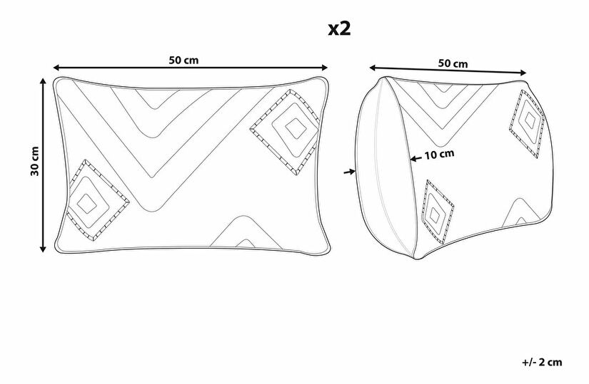 Sada 2 ozdobných polštářů 30 x 50 cm Vibur (černá)