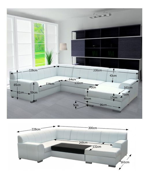 Rohová sedací souprava U Bazil U bílá (P)