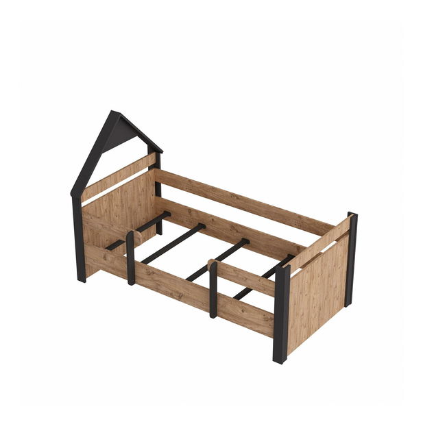 Jednolůžková postel 100 cm Nilili 5 (borovice atlantická + antracit) (s roštem)