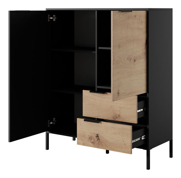 Komoda Rastafa 2D2S (dub artisan + černá)