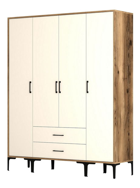 Šatní skříň Kiara STS (ořech + krémová)
