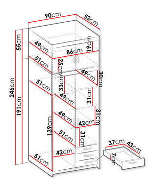 Šatní skříň Milica (bílá)