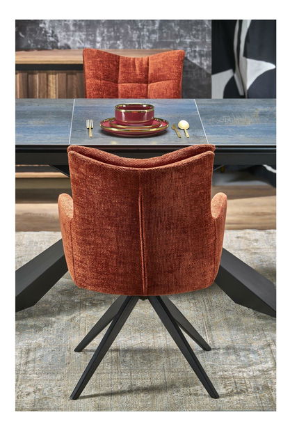 Jídelní stůl Manuello (černý mramor + černá) (pro 4 osoby)