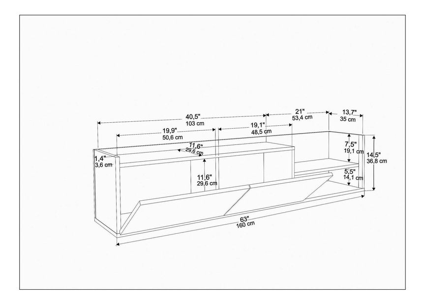TV skříňka Kruganella (antracit + bílá)