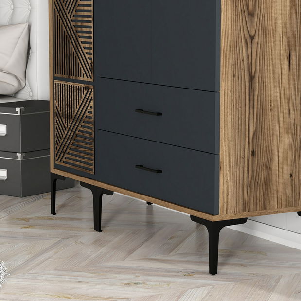 Šatní skříň Kiara PT (ořech + antracit)