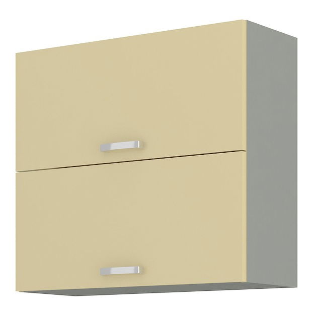 Horní kuchyňská skříňka Kelyn 80 GU 72 2F (lesk krémový + šedá)